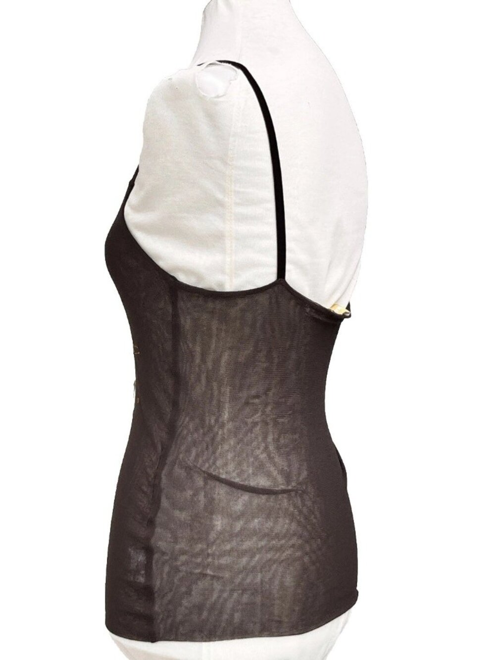 Helena Sorel Mesh Cami Tank Top Embroidered Beaded Accent Size 3 France NWOT - Picture 8 of 11